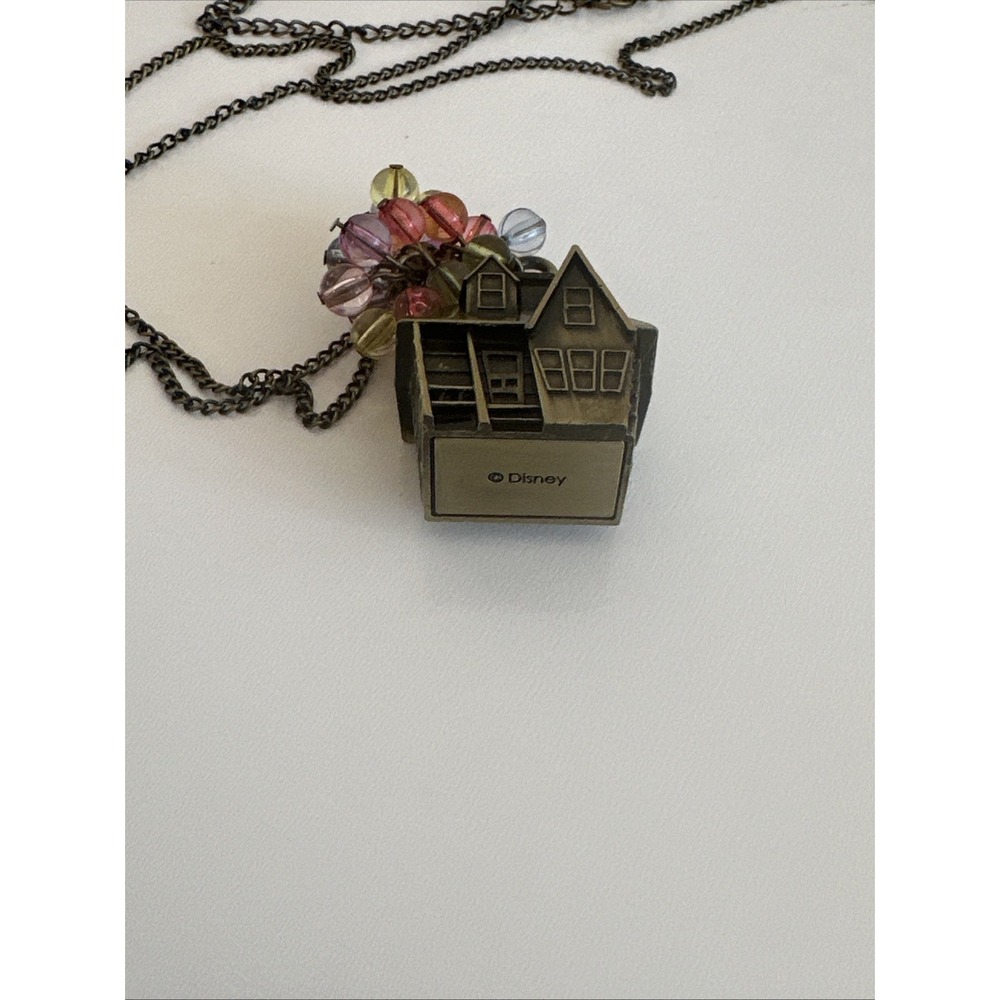 Disney Pixar UP Carl's Balloon House Pendant Necklace Brass Glass Women's Chain - Picture 3 of 5